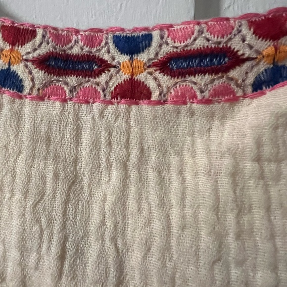 Embroidered Floral Cotton Vest in Cream and Pink - Picture 6 of 6